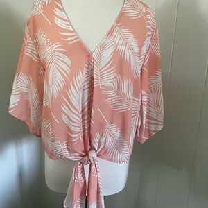 Pink Lily Women's Top with Leaf Print